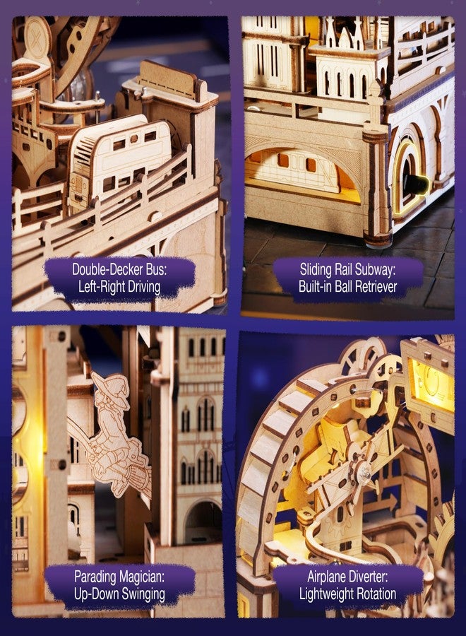 روكر ماربل ترافل لندن، ألغاز خشبية ثلاثية الأبعاد للكبار، مجموعة مسار الكرات الرخامية للكبار، لغز خشبي ثلاثي الأبعاد مع إضاءة LED، هدية مميزة للرجال والنساء - Image 5